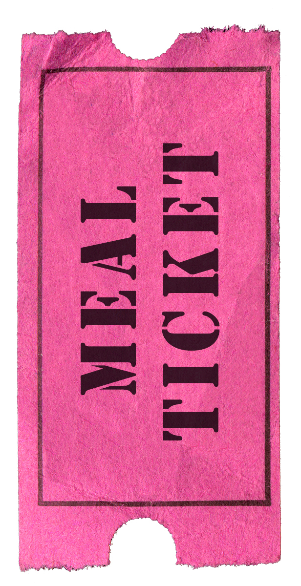 Blank pink admission ticket, isolated on a black background.